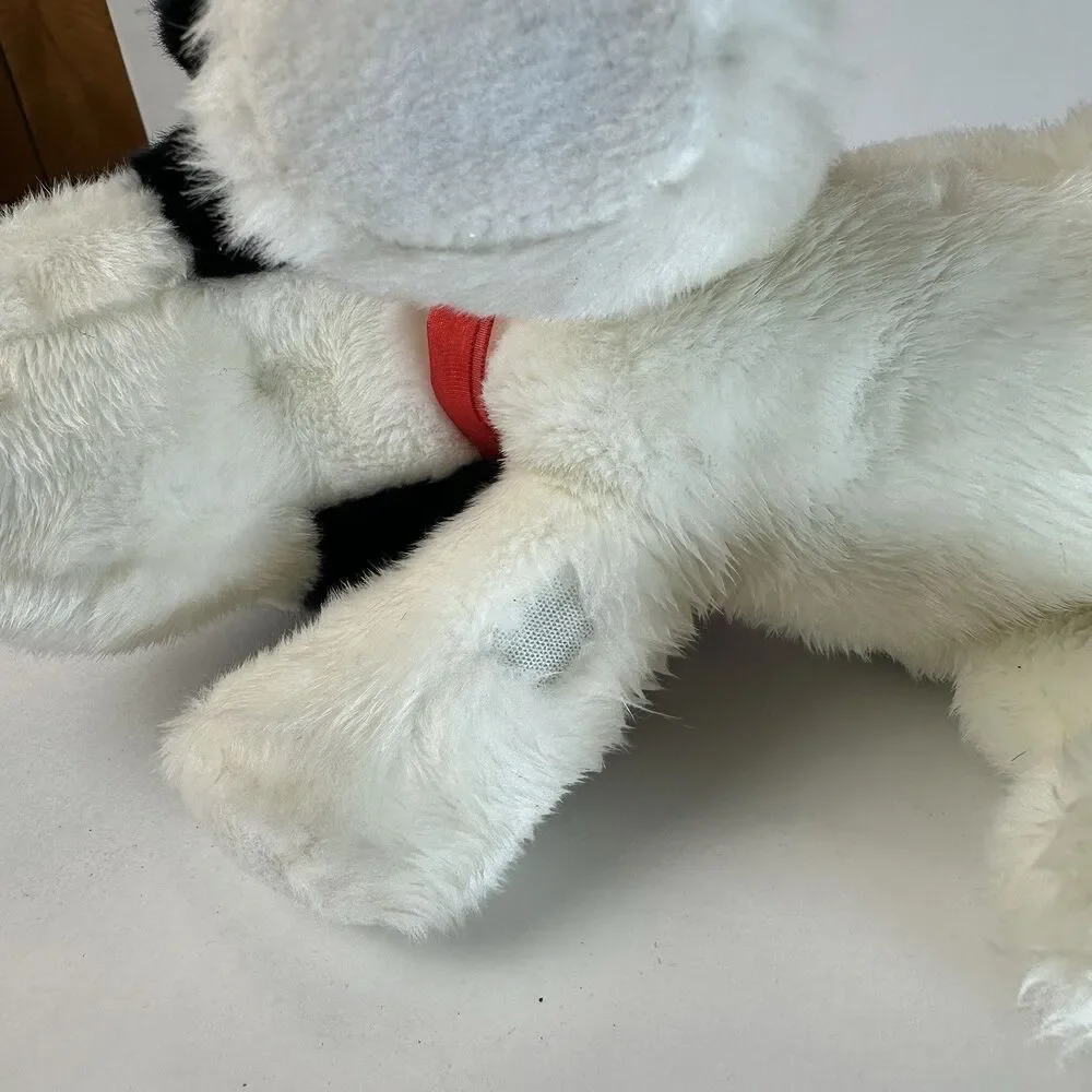 Russ Berrie Marshmallow Dog Plush Stuffed Animal White & Black Soft 9